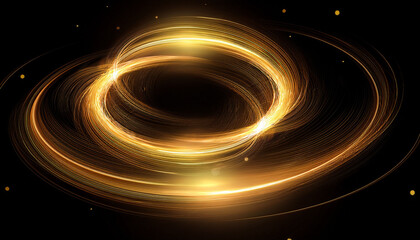 Magic Golden Light Circles Glittering Fairy Trail Shiny Swirl Effect Black Transparent Background