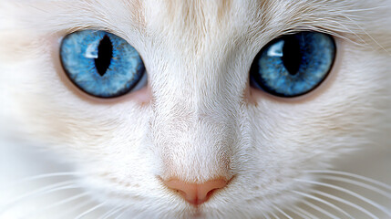 A white cat with blue eyes