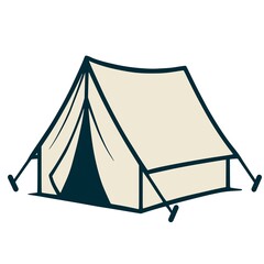 Minimal flat vector illustration of a camping tent. Outdoor, travel, and adventure symbol.