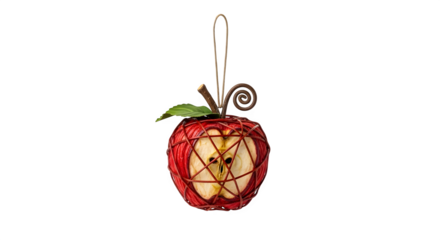 Apple ornament isolated on transparent background, a festive and charming decoration for your christmas tree or holiday display, adding a touch of whimsy