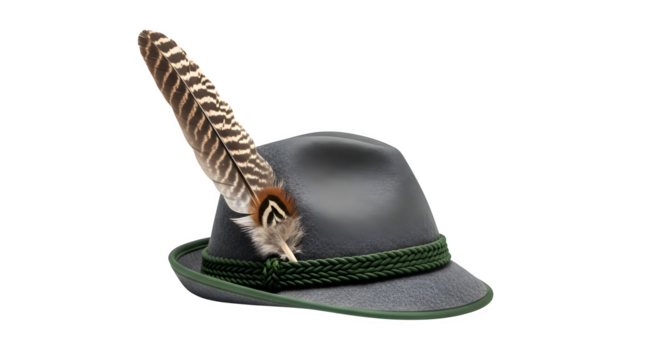 Traditional german hat isolated on transparent background this bavarian headwear with feather is perfect for oktoberfest, carnival, or any folk event - Powered by Adobe