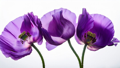 Opium Poppy Purple Flower Papaver Somniferum Isolated