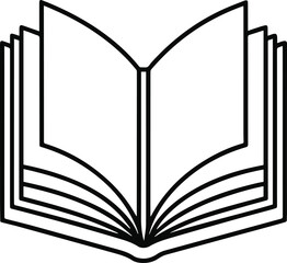 Open book icon with visible pages and spine in a simple line art style