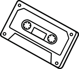 Naklejka premium Simple hand drawn outline illustration of a vintage cassette tape on a white background