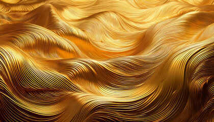 Abstract Golden Texture With Intricate Patterns And Delicate Strands Resembling A Surreal Landscape