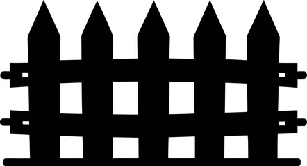 Fence silhouette vector, Backyard property border icon, Rural countryside design