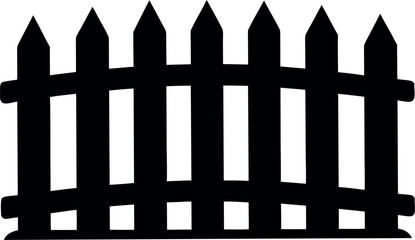 Picket fence silhouette vector, Wooden garden fence icon, Backyard border design