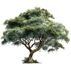 Realistic tropical rainforest tree isolated lush green foliage dense canopy majestic natural beauty