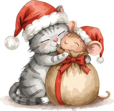 Christmas Cat and Mause
