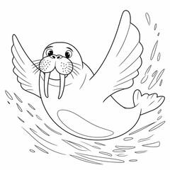 Joyful walrus vector illustration for general use scalable artwork silhouette