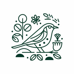 Charming line art bird illustration vector graphic scalable for various design projects silhouette