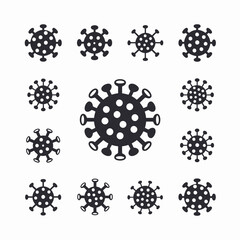 Set of 10 scalable vector illustrations of coronavirus icons for medical and science graphics silhouette