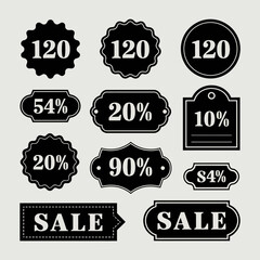 Collection of vector sale and discount labels in svg format for graphic design silhouette