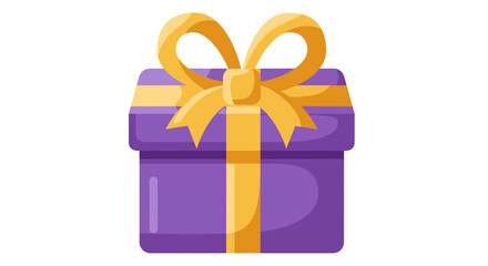 Purple gift box with yellow ribbon for celebrations and holidays  