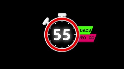 55 Days to Go Countdown Concept. Digital Timer, Project Planning, Event Preparation, Business Deadlines, and Corporate Animation. - Powered by Adobe