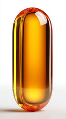 Close Up of Golden Fish Oil Capsule on White Background
