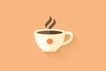 Fototapeta premium Simple Coffee Cup: A minimalist illustration of a warm coffee cup, emitting steam.
