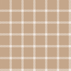 Beige seamless plaid tartan pattern, colorful natural fabric swatch, textile, geometric background