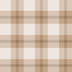 Beige seamless plaid tartan pattern, colorful natural fabric swatch, textile, geometric background