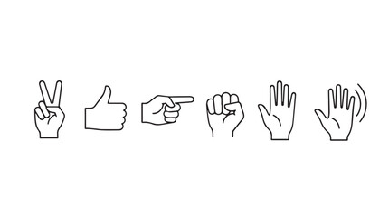 Diverse hand gestures collection symbolizing communication ideas and actions in a clean artistic style vector