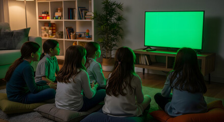 group of teenagers watching tv