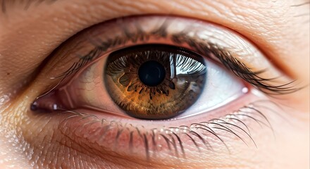 The Captivating Iris: A striking close-up reveals the mesmerizing beauty of an eye, showcasing its intricate details and a captivating brown iris that draws you in.