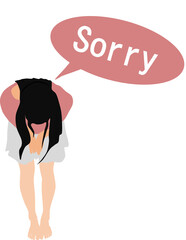 誤る女性のイラスト