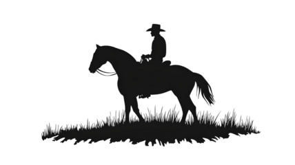 Cowboy on horseback on transparent background