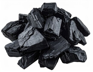 Shiny, dark, crystalline chunks piled together