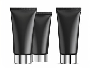 Three sleek black tubes with silver caps, isolated view