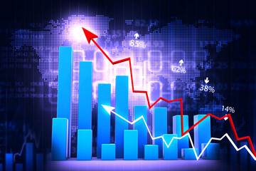 Financial investment arrow graphs. Stock market business and exchange.