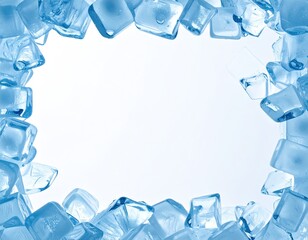 Ice cube border frames a bright, blank, white space