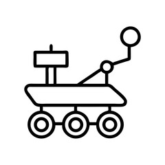 Mars rover graphic illustration in simple line art style  
