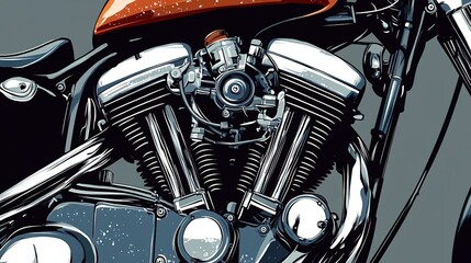 Detailed close-up of a motorcycle engine