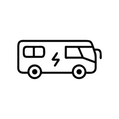 Electric bus icon in minimalist style with simple lines  