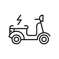 Electric scooter outline illustration with lightning symbol  