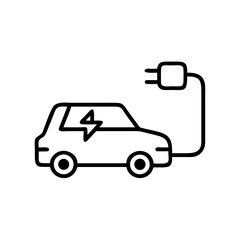 Electric car charging with power plug in minimalist style  