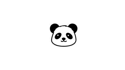 Adorable minimalist cartoon panda head illustration. Simple black and white animal face icon for design projects and children.