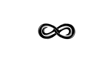 Black brush stroke infinity symbol on white background representing eternity, endless, limitless, and perpetual concept.