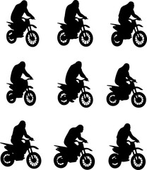 Bigfoot Riding a Bicycle Silhouette Set