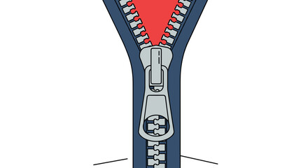 Close-up illustration of a zipper in an open position