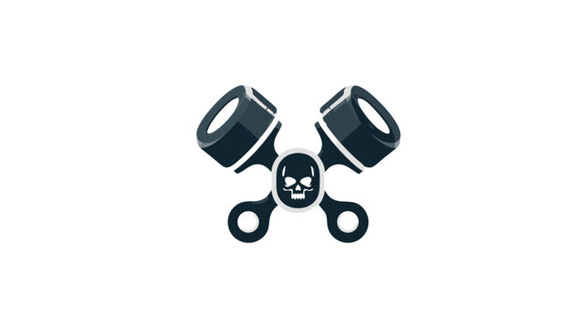 Stylized Pistons and Skull Graphic Design: Automotive Engine Symbol for Power, Speed, and Mechanic Themes