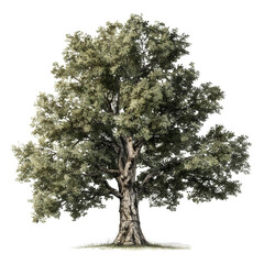 Realistic chestnut tree with textured bark isolated for design projects