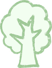Hand Drawn Pastel Green Tree Icon – Eco Friendly Doodle Nature Illustration for Kids Clipart and Environmental Projects