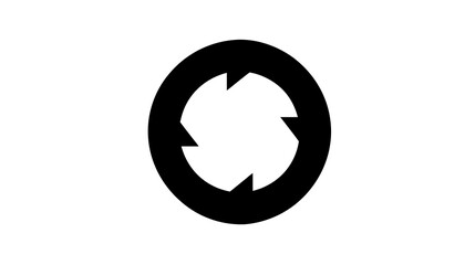 Minimalist black refresh cycle icon. Modern UI UX reload button element. Simple update rotation loop symbol graphic for web and app interface design.