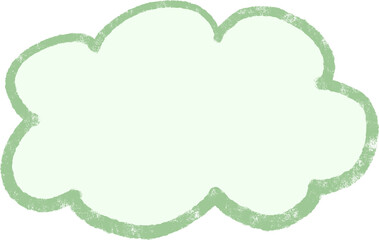 Hand Drawn Cloud Icon – Pastel Green Crayon Style Sky Illustration for Weather and Dreamy Design