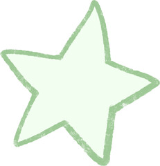 Hand Drawn Star Icon – Pastel Green Crayon Style Celestial Illustration for Decoration and Fantasy Design