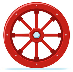 Obraz premium Antique red wooden wagon wheel with metal accents and a central hub