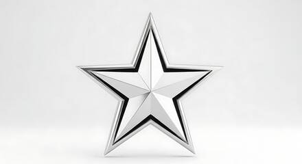 Obraz premium Silver Star Award Decoration on White Background