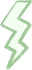 Lightning Bolt Icon in Pastel Green – Hand Drawn Energy Symbol Doodle Illustration for Power, Weather, and Creativity Design